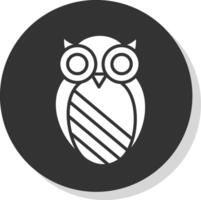 Owl Glyph Shadow Circle Icon Design vector