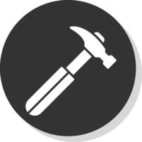 Hammer Glyph Shadow Circle Icon Design vector