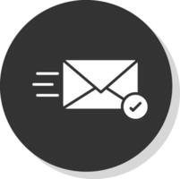 Email Glyph Shadow Circle Icon Design vector