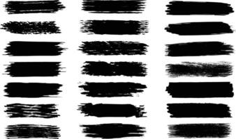 set of black hand drawn grunge brushes, black paint stroke brushes illustration. vector