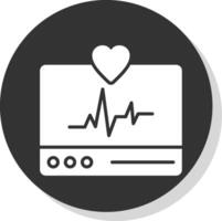 ECG Monitor Glyph Shadow Circle Icon Design vector