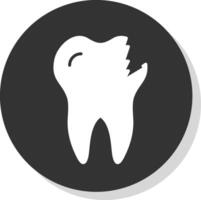 Broken Tooth Glyph Shadow Circle Icon Design vector