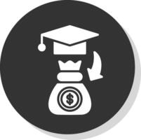 Scholarship Glyph Shadow Circle Icon Design vector