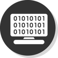 Binary Code Glyph Shadow Circle Icon Design vector