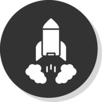 Rocket Launch Glyph Shadow Circle Icon Design vector