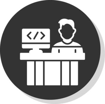 programador glifo sombra circulo icono diseño vector