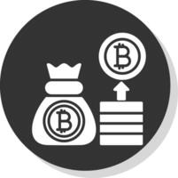 bitcoin glifo sombra circulo icono diseño vector