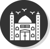 Mosque Glyph Shadow Circle Icon Design vector