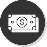 dólar cuenta glifo sombra circulo icono diseño vector