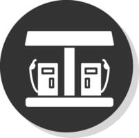 Gas Station Glyph Shadow Circle Icon Design vector