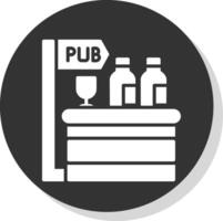 Pub Glyph Shadow Circle Icon Design vector