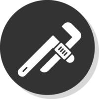 Pipe Wrench Glyph Shadow Circle Icon Design vector