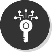 Digital Key Glyph Shadow Circle Icon Design vector