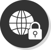 Internet Security Glyph Shadow Circle Icon Design vector