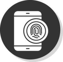 Biometric Identification Glyph Shadow Circle Icon Design vector
