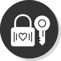 Heart Lock Glyph Shadow Circle Icon Design vector