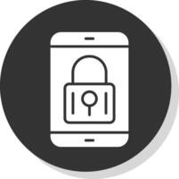 Mobile Security Glyph Shadow Circle Icon Design vector