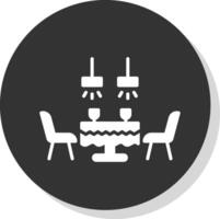 comida mesa glifo sombra circulo icono diseño vector