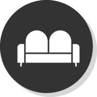 sofá cama glifo sombra circulo icono diseño vector