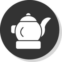 Tea Pot Glyph Shadow Circle Icon Design vector