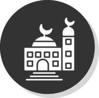 Mosque Glyph Shadow Circle Icon Design vector