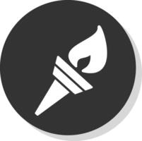 olímpico fuego glifo sombra circulo icono diseño vector