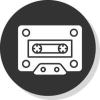 Cassette Glyph Shadow Circle Icon Design vector