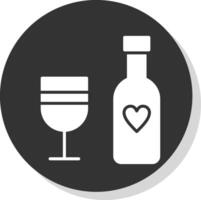 Wine Bottle Glyph Shadow Circle Icon Design vector