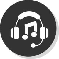 Music Glyph Shadow Circle Icon Design vector