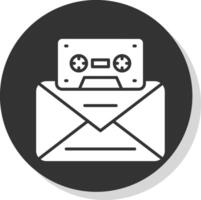 voz correo glifo sombra circulo icono diseño vector