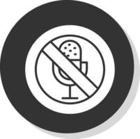 No Microphone Glyph Shadow Circle Icon Design vector