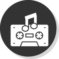 Cassette Glyph Shadow Circle Icon Design vector