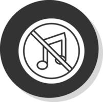 No música glifo sombra circulo icono diseño vector