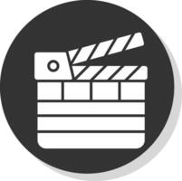 Clapperboard Glyph Shadow Circle Icon Design vector