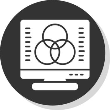 Desktop Computer Glyph Shadow Circle Icon Design vector