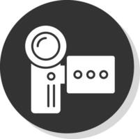 Camcorder Glyph Shadow Circle Icon Design vector