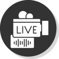 Live Stream Glyph Shadow Circle Icon Design vector