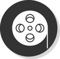 Film Reel Glyph Shadow Circle Icon Design vector