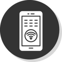 Wifi glifo sombra circulo icono diseño vector