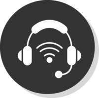 Headphones Glyph Shadow Circle Icon Design vector