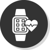 Heart Rate Glyph Shadow Circle Icon Design vector