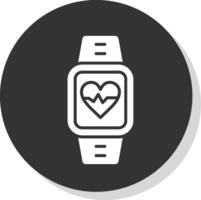 Heart Rate Monitor Glyph Shadow Circle Icon Design vector