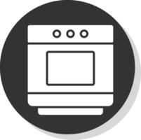 Oven Glyph Shadow Circle Icon Design vector