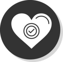 Heart Glyph Shadow Circle Icon Design vector