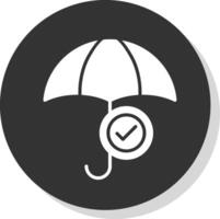 Umbrella Glyph Shadow Circle Icon Design vector