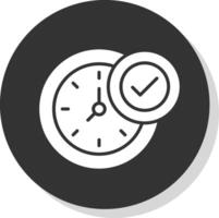 Clock Glyph Shadow Circle Icon Design vector