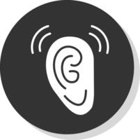 Listen Glyph Shadow Circle Icon Design vector