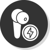 Earbud Glyph Shadow Circle Icon Design vector