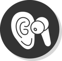 Listen Glyph Shadow Circle Icon Design vector