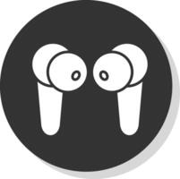 Earbuds Glyph Shadow Circle Icon Design vector